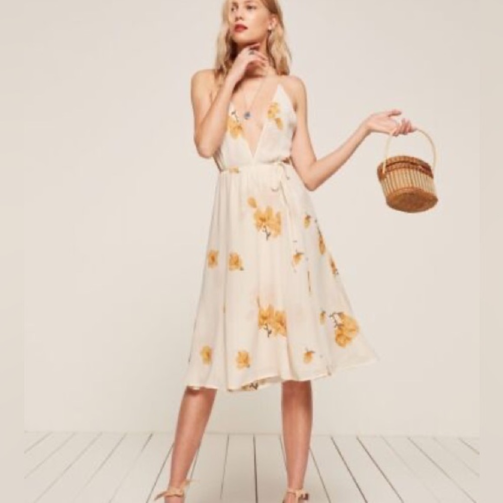 Reformation Shirley Wrap Dress in Floral Pattern